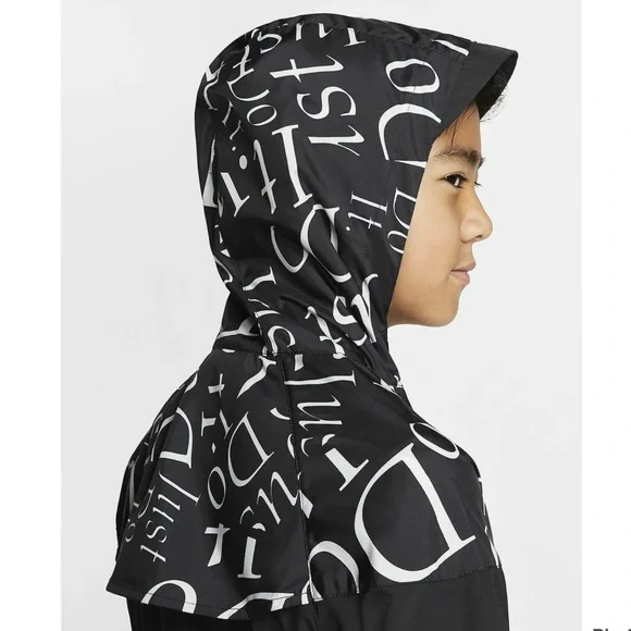 Nike Kids Black White Just Do It Windrunner Jacket - Picture 4 of 6